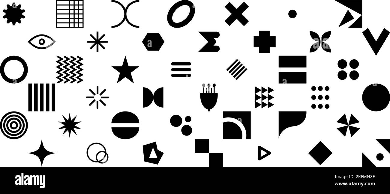 Sfondo Memphis, motivo geometrico senza cuciture con forme Illustrazione Vettoriale