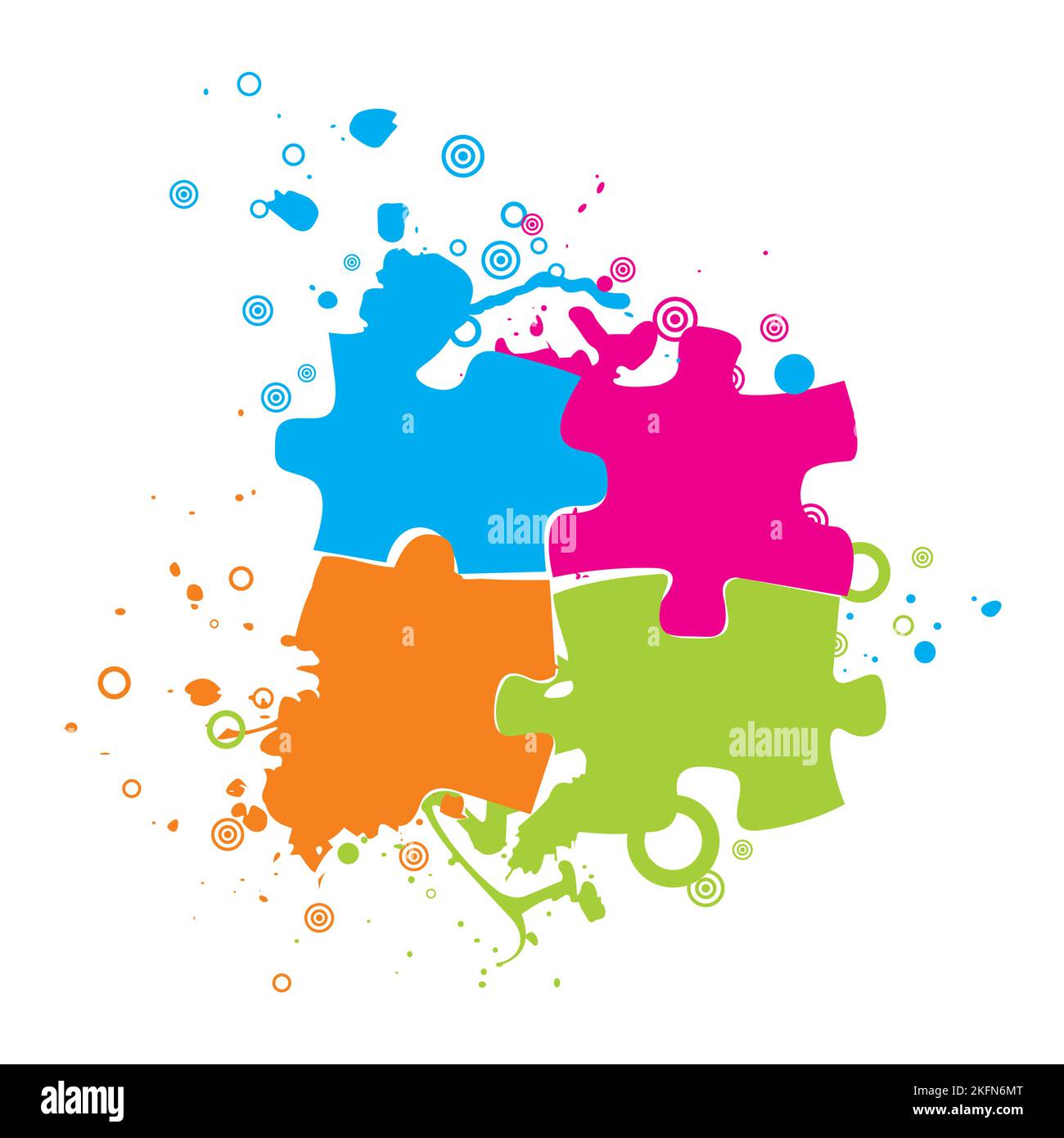 design colorato quattro puzzle logo Illustrazione Vettoriale