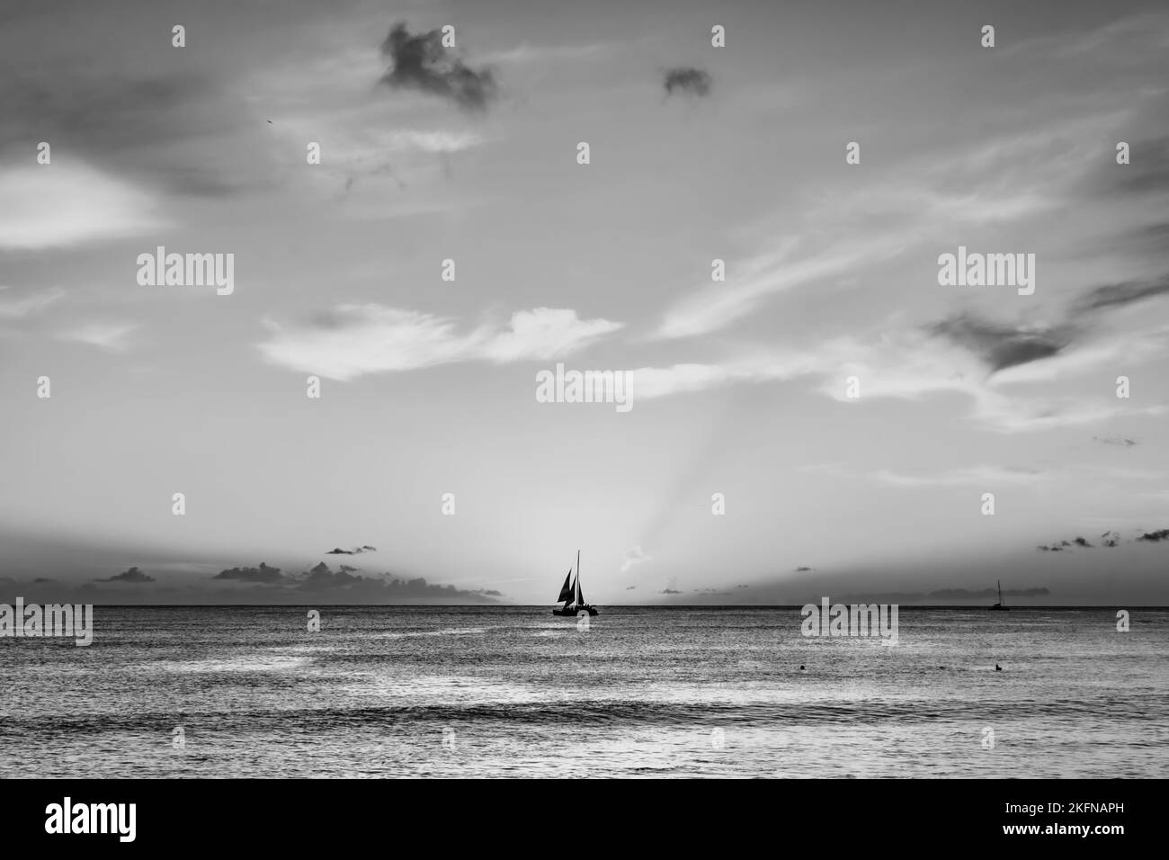 Spiaggia di Waikīkī - BW Foto Stock