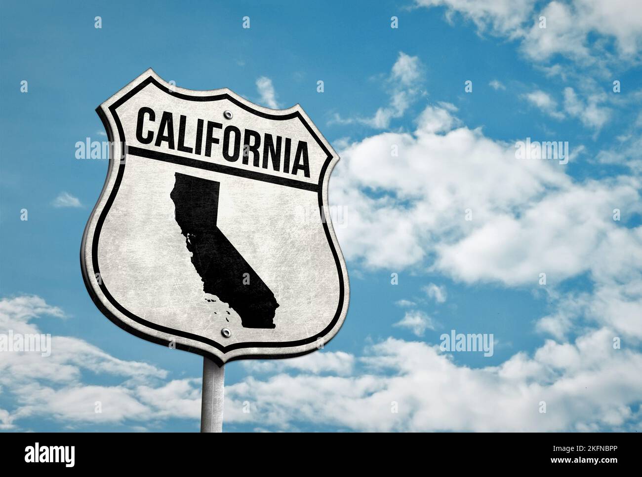 Stato della California - illustrazione dei segnali stradali in 3D Foto Stock