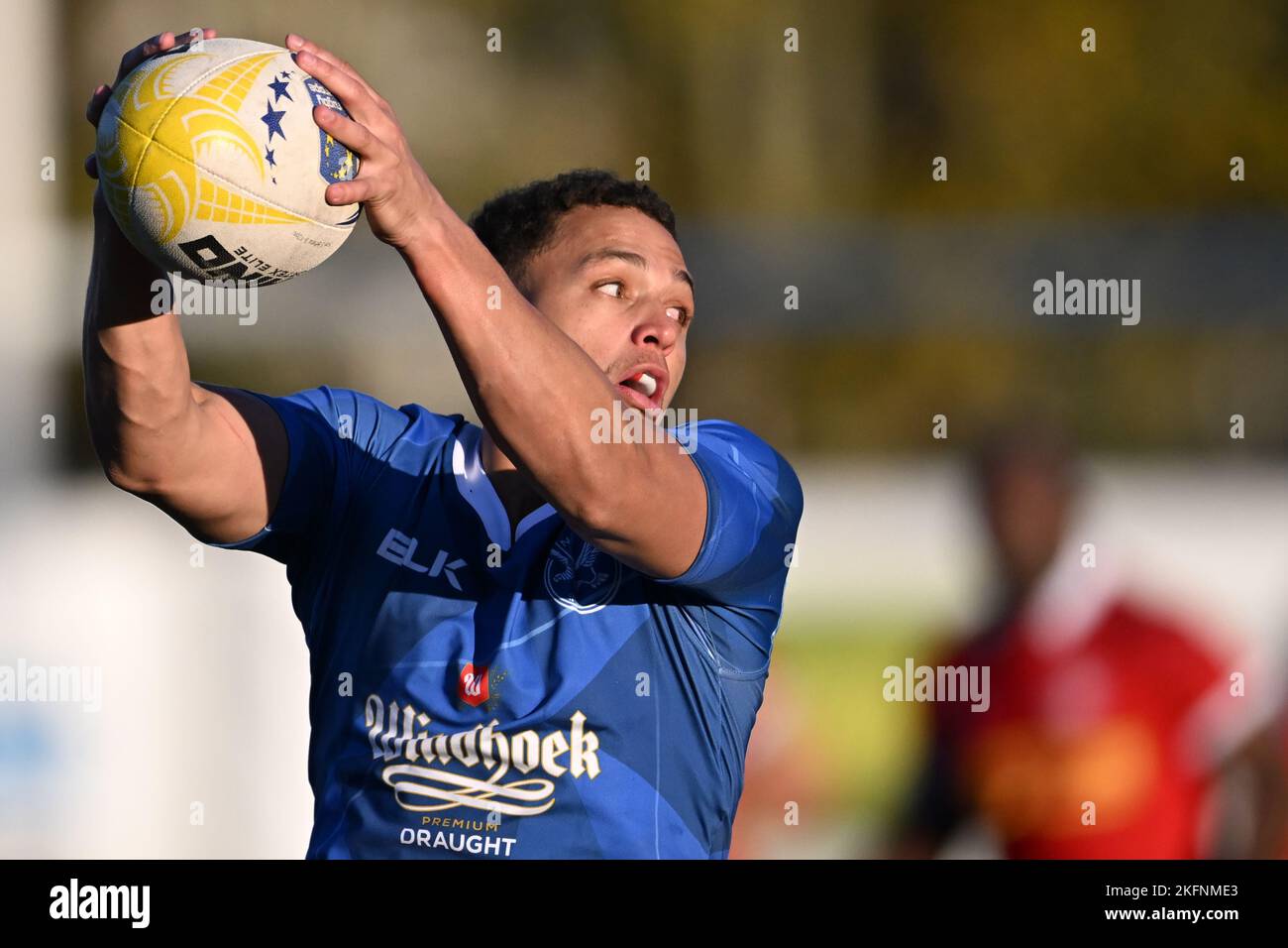 HERENVEEN - Olanda, 19/11/2022, AMSTERDAM - Clive Loubser della Namibia  durante l'amichevole incontro Ruby tra Namibia e Canada al National Rugby  Center il 19 novembre 2022 ad Amsterdam, Paesi Bassi. AP