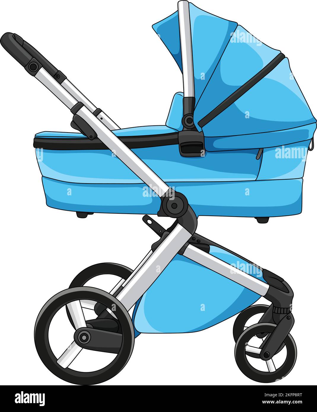 Illustrazione vettoriale del cartone animato blu Baby Carriage Illustrazione Vettoriale