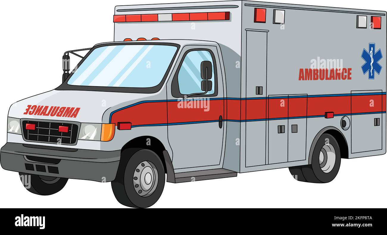 Illustrazione vettoriale del cartone animato di ambulanza Illustrazione Vettoriale