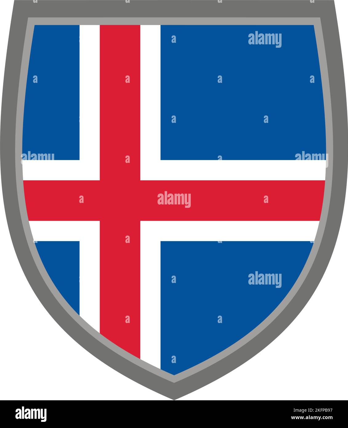 Scudo con i colori della bandiera islandese - colore RGB originale - icona intaglio scudo islandese Illustrazione Vettoriale