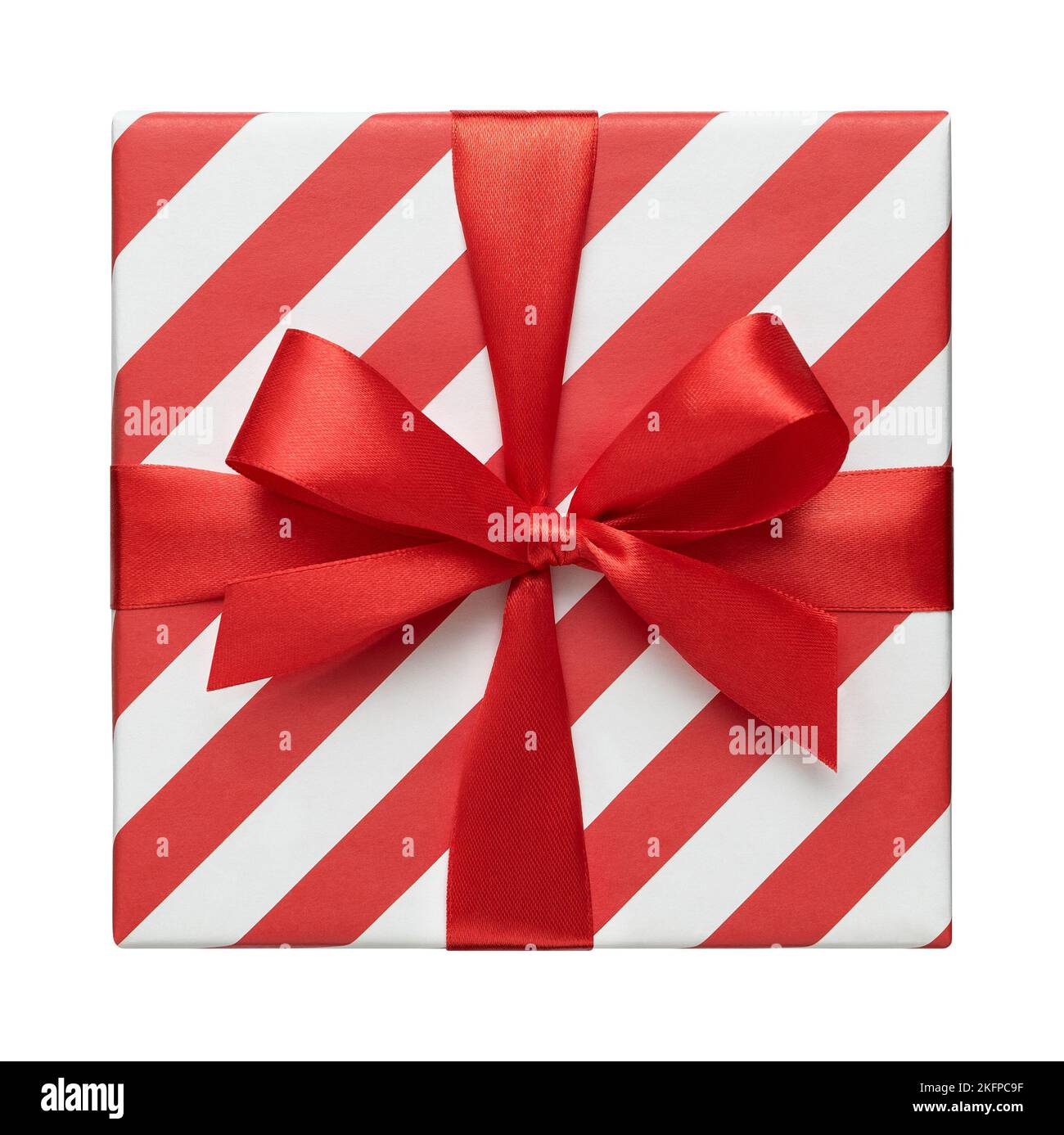 Confezione regalo di Natale con arco rosso Foto Stock