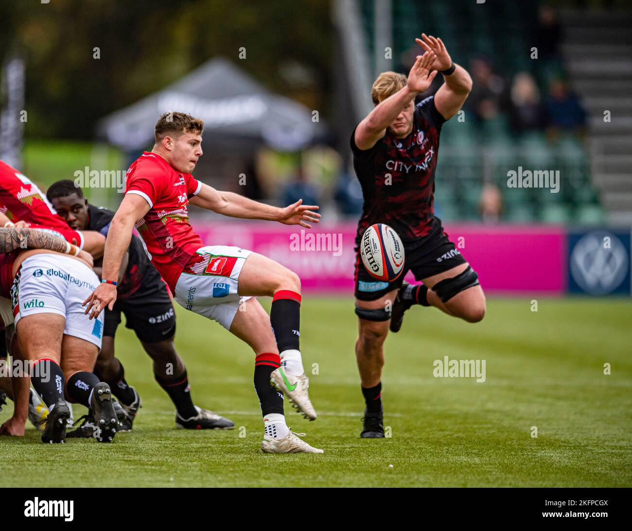 LONDRA, REGNO UNITO. 19th novembre 2022. Sam Edwards di Leicester Tigers (V.Capt) durante la partita di rugby del turno 4 tra Saracens vs Leicester Tigers allo StoneX Stadium sabato 19 novembre 2022. LONDRA INGHILTERRA. Credit: Taka G Wu/Alamy Live News Foto Stock