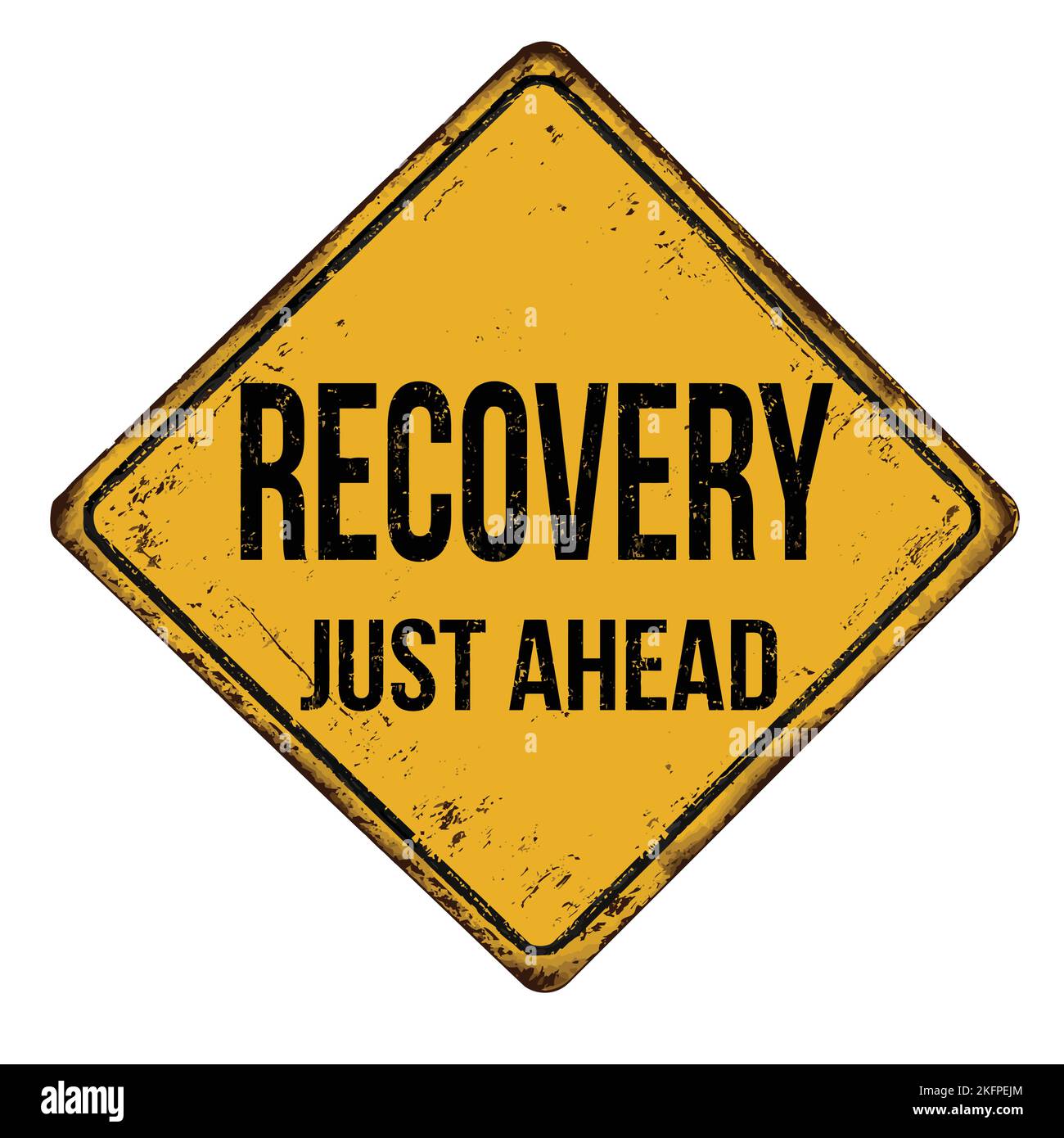 Recovery vintage arrugginito segno metallo su sfondo bianco, illustrazione vettoriale Illustrazione Vettoriale