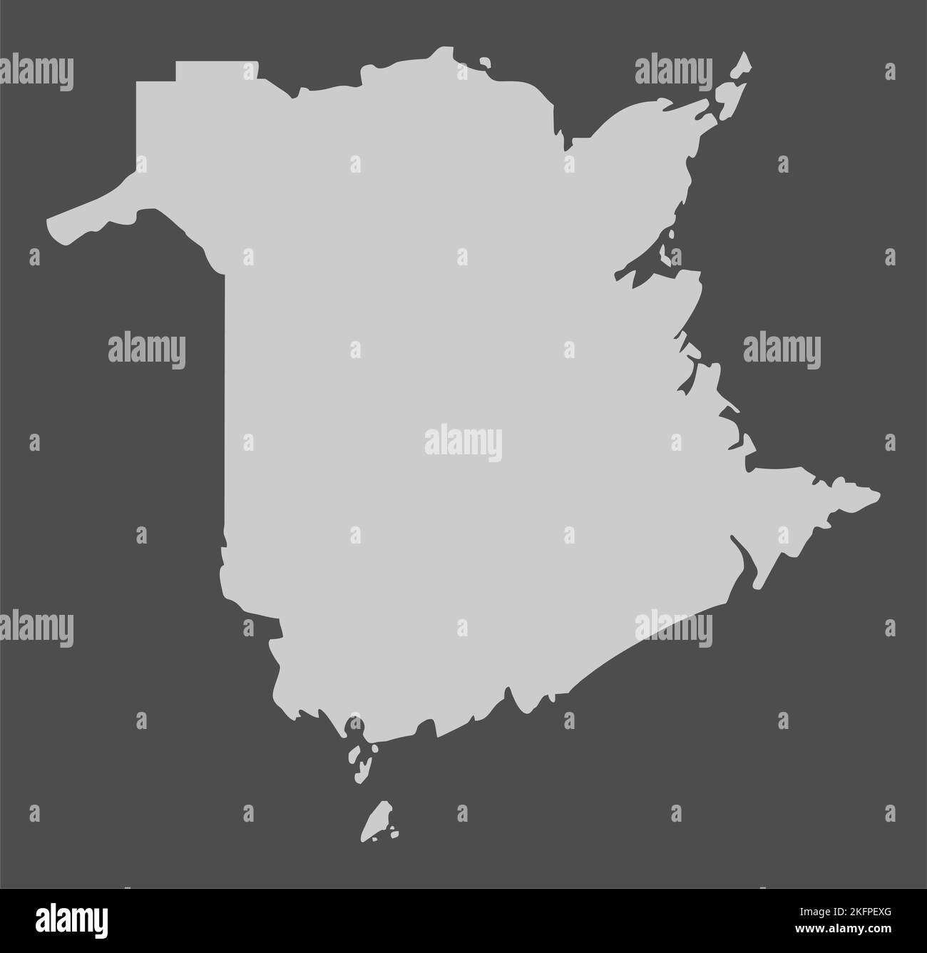 New Brunswick, Canada. Icona della mappa isolata su sfondo scuro. Illustrazione Vettoriale