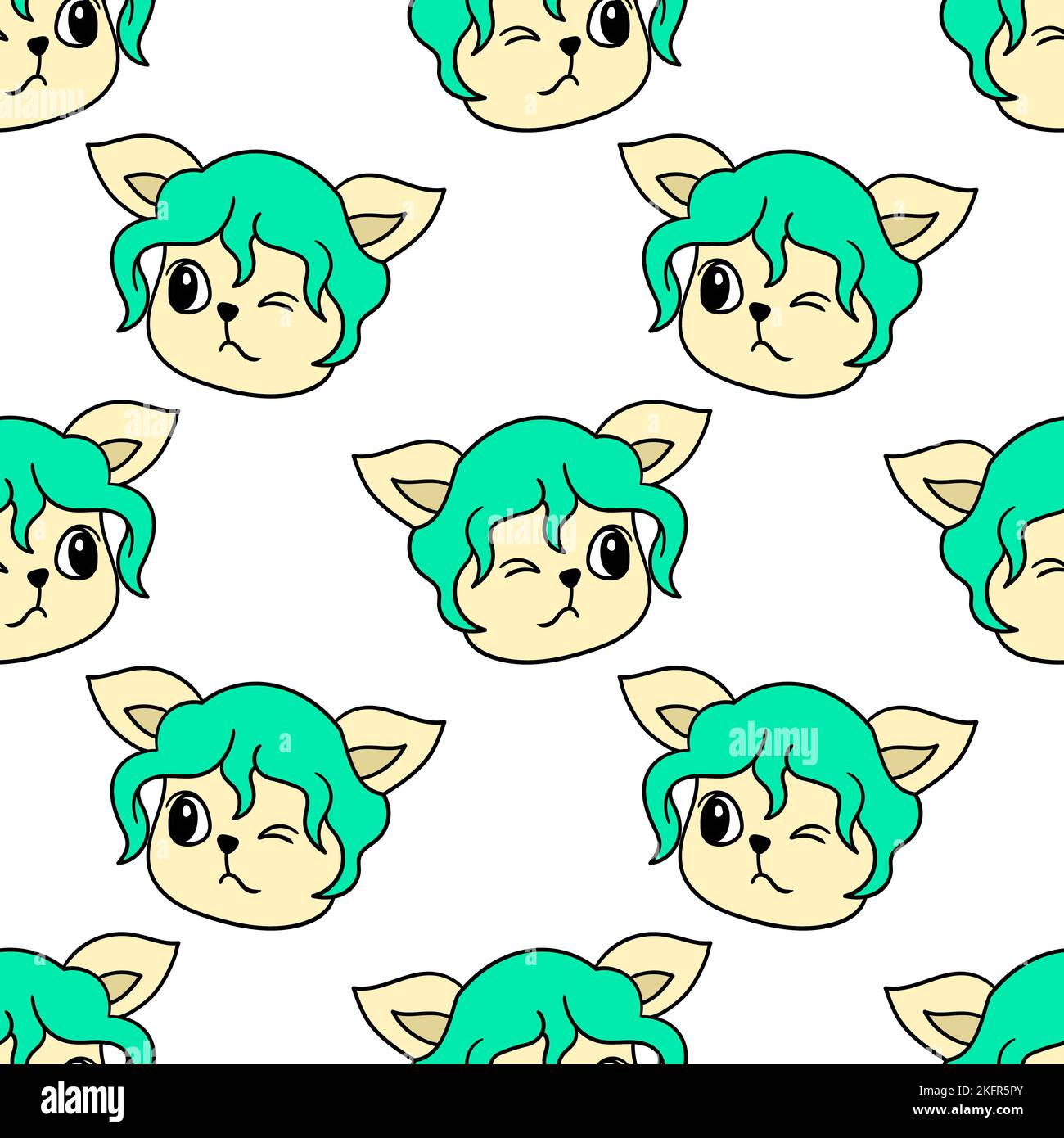 Un modello senza cuciture di simpatiche creature cartoon Illustrazione Vettoriale