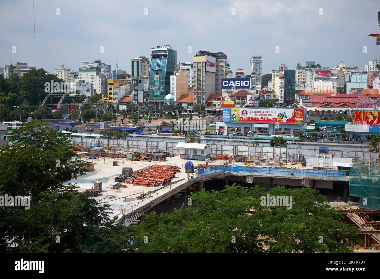 Costruzione della metropolitana Downtown ho chi Minh City Vietnam Foto Stock