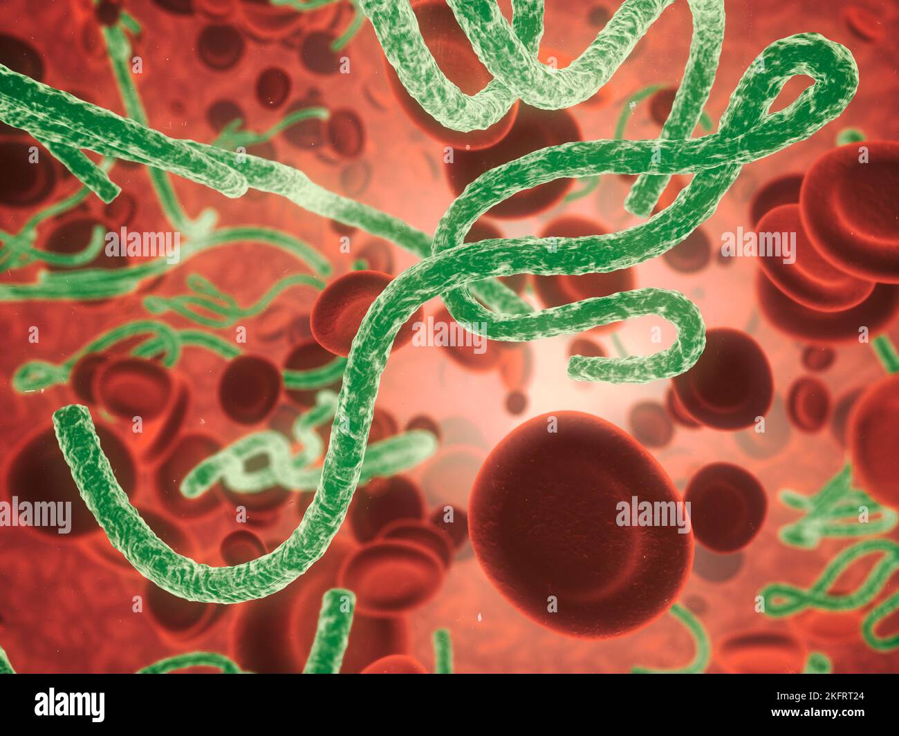 Combattere una guerra contro le malattie. Vista microscopica di un virus nel corpo umano. Foto Stock