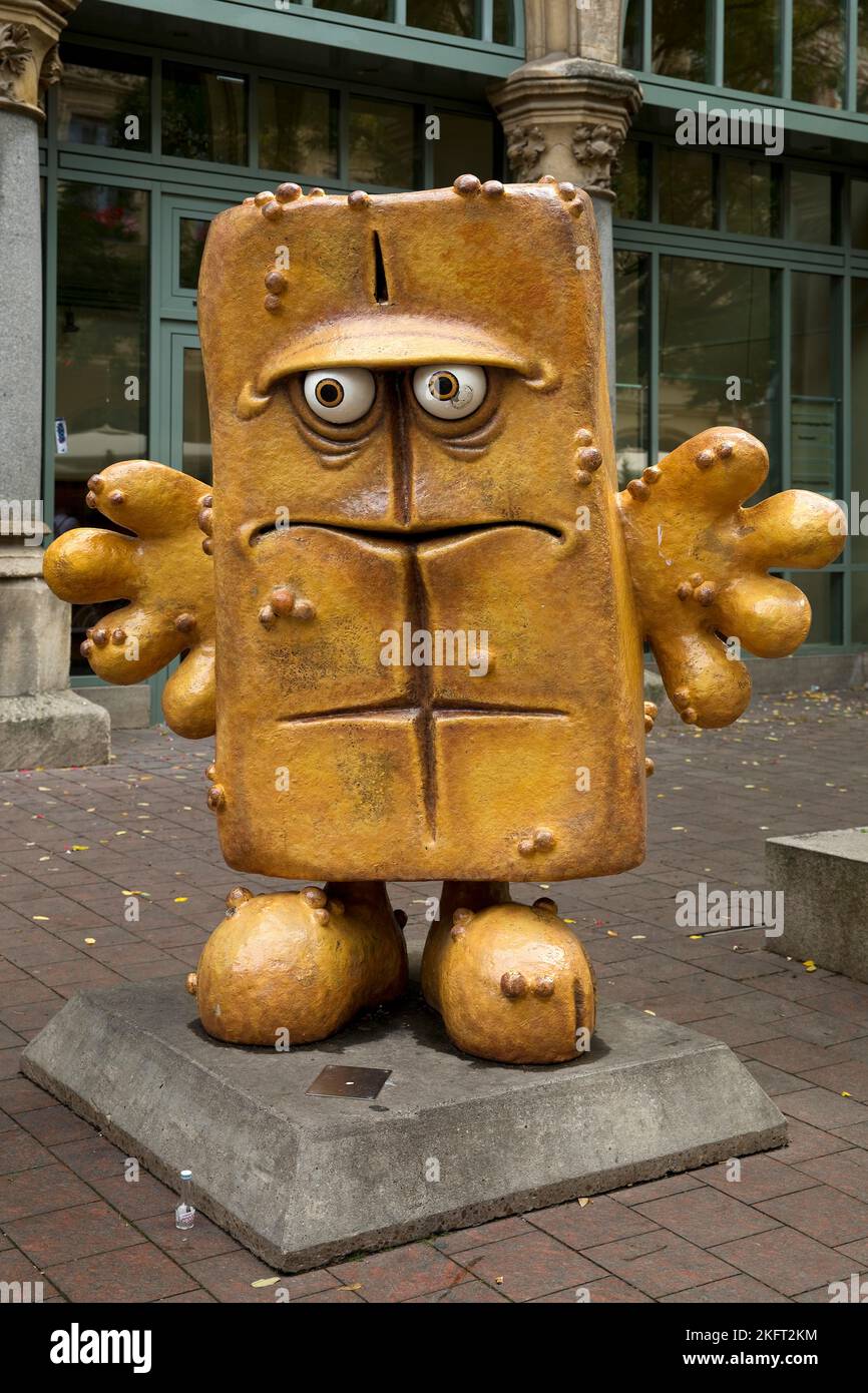 Il Bernd-das-Brot figura plastica a Erfurt, la sede del canale per bambini KIKA, Turingia, Germania, Europa Foto Stock