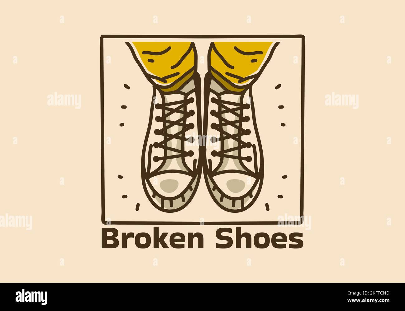 Illustrazione d'arte vintage delle scarpe in vista dall'alto Illustrazione Vettoriale