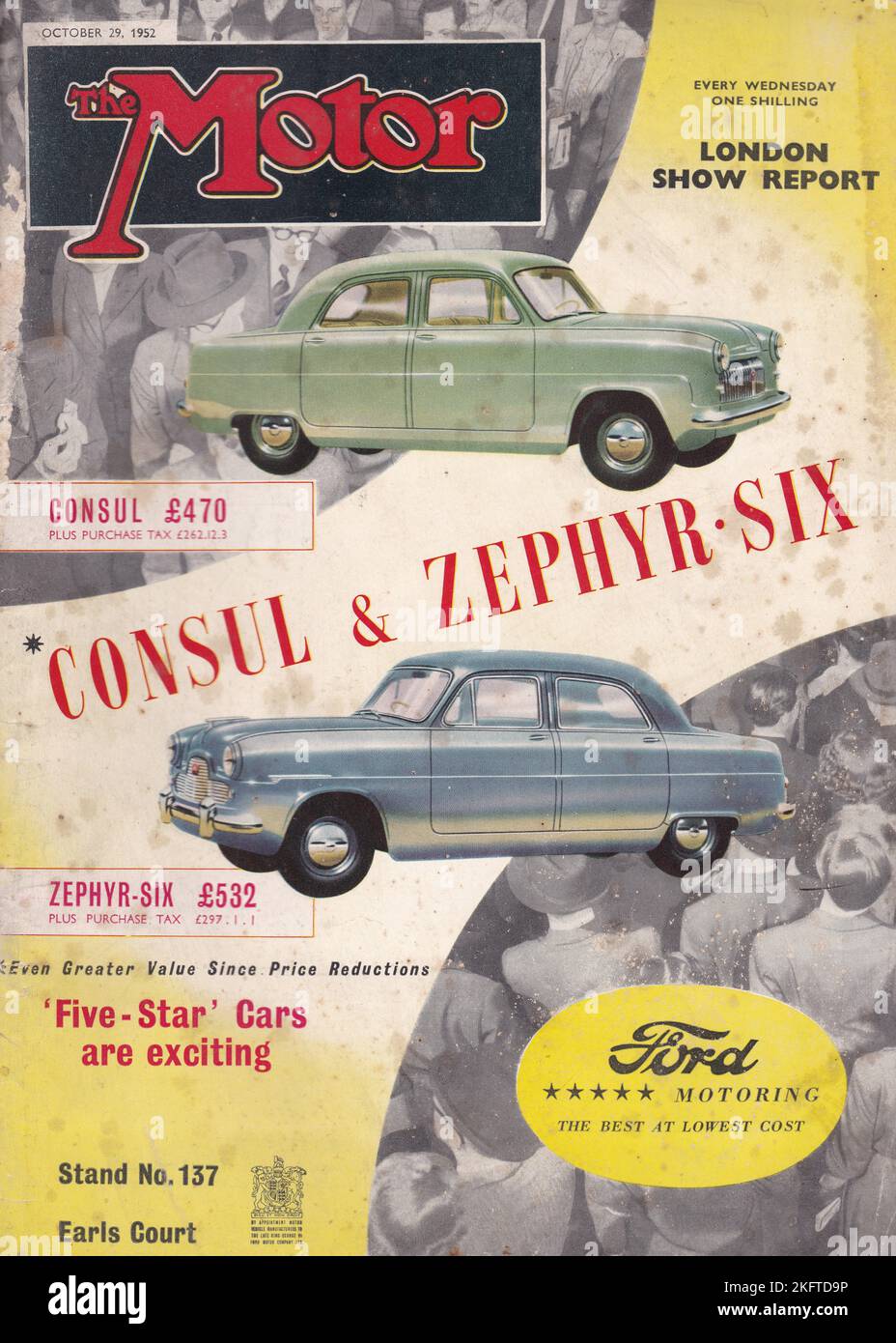 Copertina del Motor per la 37th° esposizione Internazionale del motore a Earl's Court 1952 con Consul e Zephyr-Six. Foto Stock