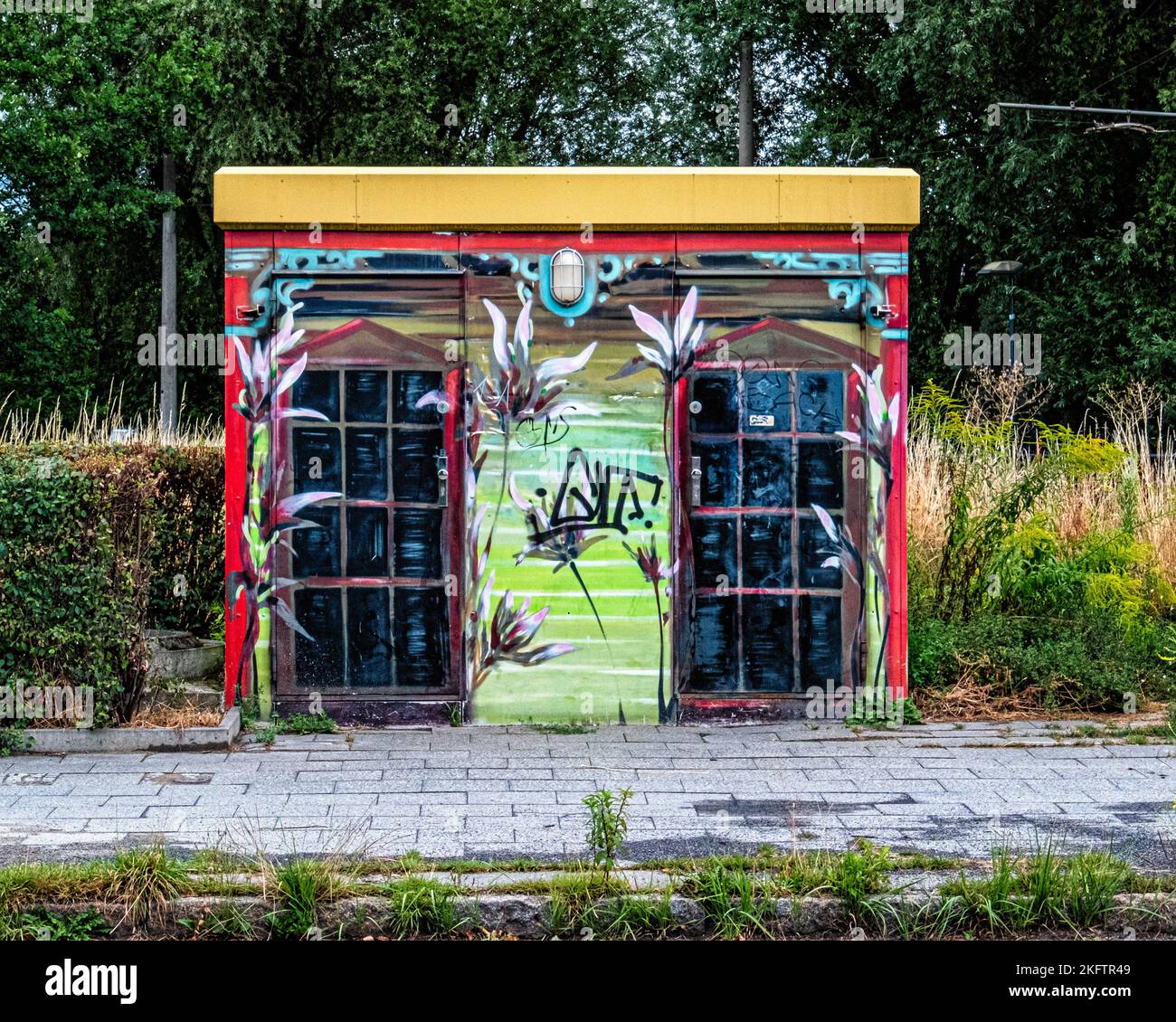 Dipinto BVG Utility Box.Quickborner Strasse, Rosenthal, Pankow, Berlino Foto Stock