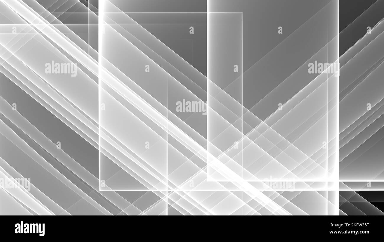 Sfondo astratto Monocromo 8K chiaro, scuro, nero, bianco, grigio, raggio, laser, nebbia, strisce, griglia, quadrato, gradiente Foto Stock