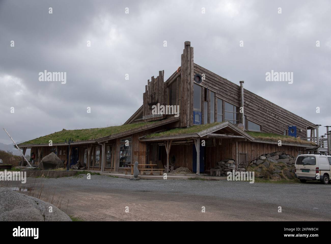 Vikten è un piccolo villaggio sull'isola di Flakstadøya, nell'arcipelago delle Lofoten, nella contea di Nordland, in Norvegia Foto Stock