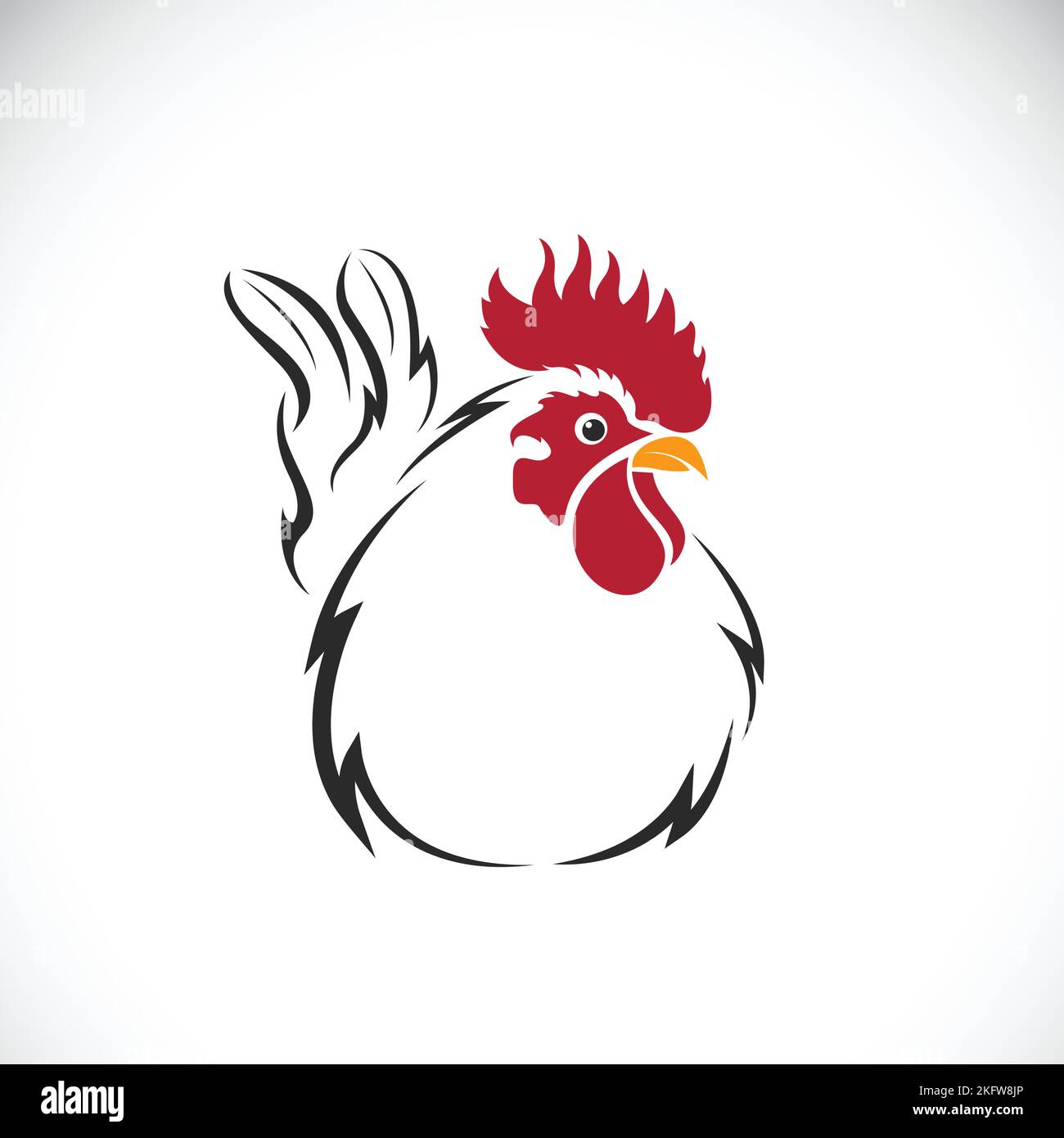 Vettore di bantam o pollo bianco disegno su sfondo bianco. Animali selvatici. Illustrazione vettoriale a strati facilmente modificabile. Illustrazione Vettoriale