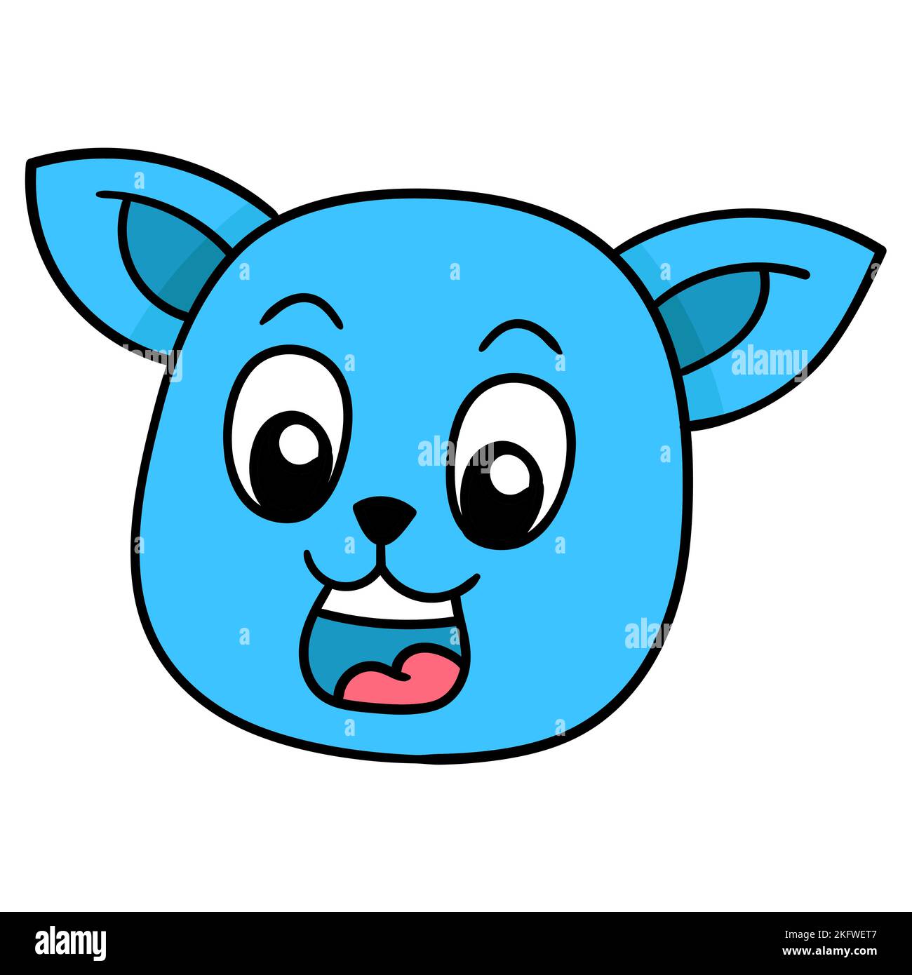 Un'illustrazione vettoriale di un personaggio di cartoni animati blu con grandi orecchie e un volto felice Illustrazione Vettoriale