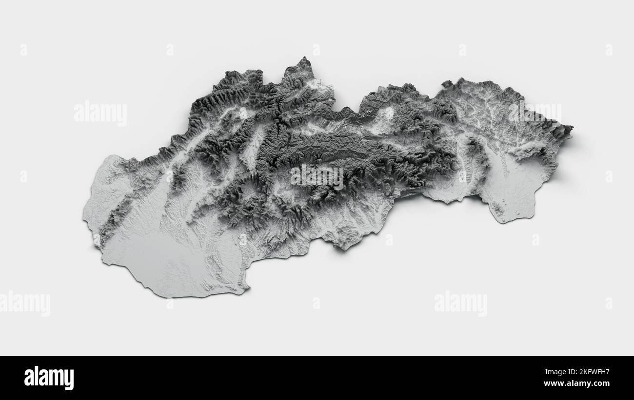 Mappa Slovacchia bandiera Slovacchia rilievo ombreggiato colore altezza mappa su sfondo bianco 3D illustrazione Foto Stock
