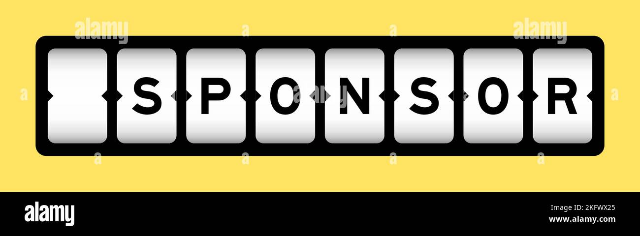 Colore nero in parola sponsor su banner slot con sfondo giallo Illustrazione Vettoriale