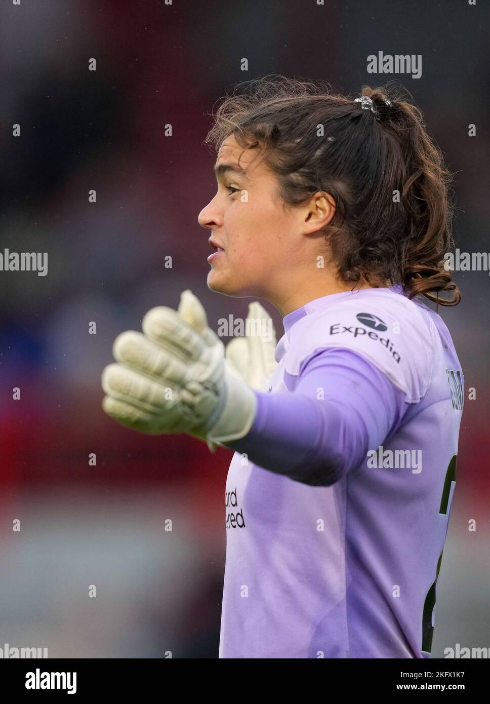 Crawley, Regno Unito. 20th Nov 2022. Crawley, Inghilterra, 20th 2022 novembre: Portiere Eartha Cumings (21 Liverpool) durante la Barclays Womens Super League partita di calcio tra Brighton e Liverpool al Broadfield Stadium di Crawley, Inghilterra. (James Whitehead/SPP) Credit: SPP Sport Press Photo. /Alamy Live News Foto Stock