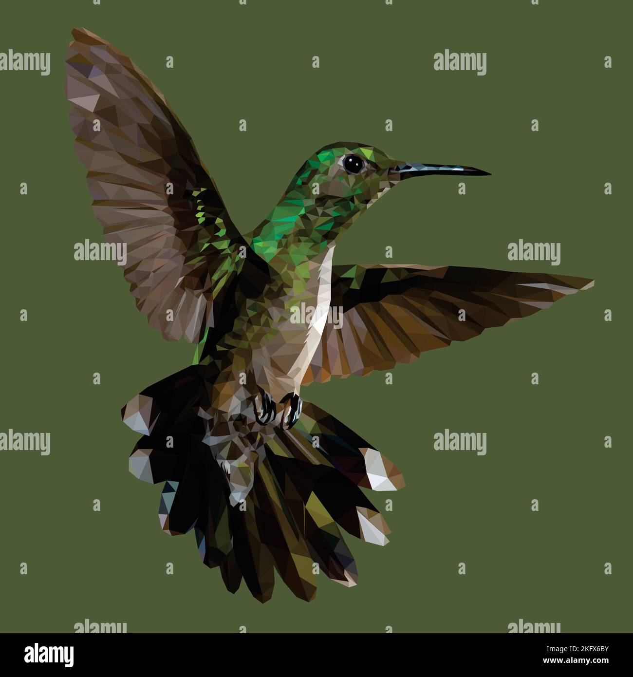 Bassa arte polica di Hummingbird Illustrazione Vettoriale