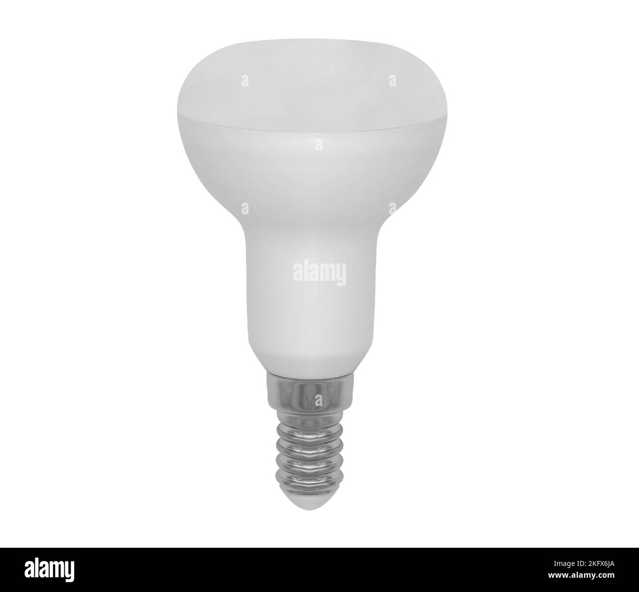 Lampadina a LED isolata su sfondo bianco dal lato Foto Stock