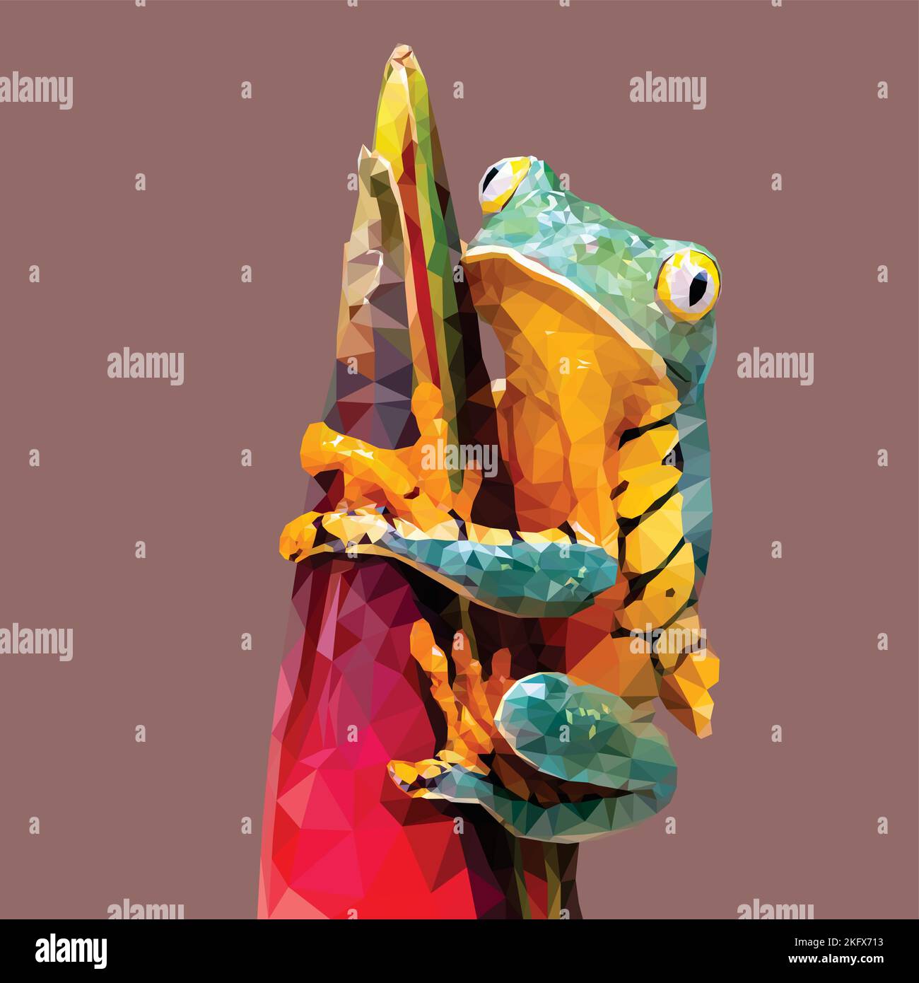 Frog low Poly ART , illustrazione dettagliata del vettore Illustrazione Vettoriale