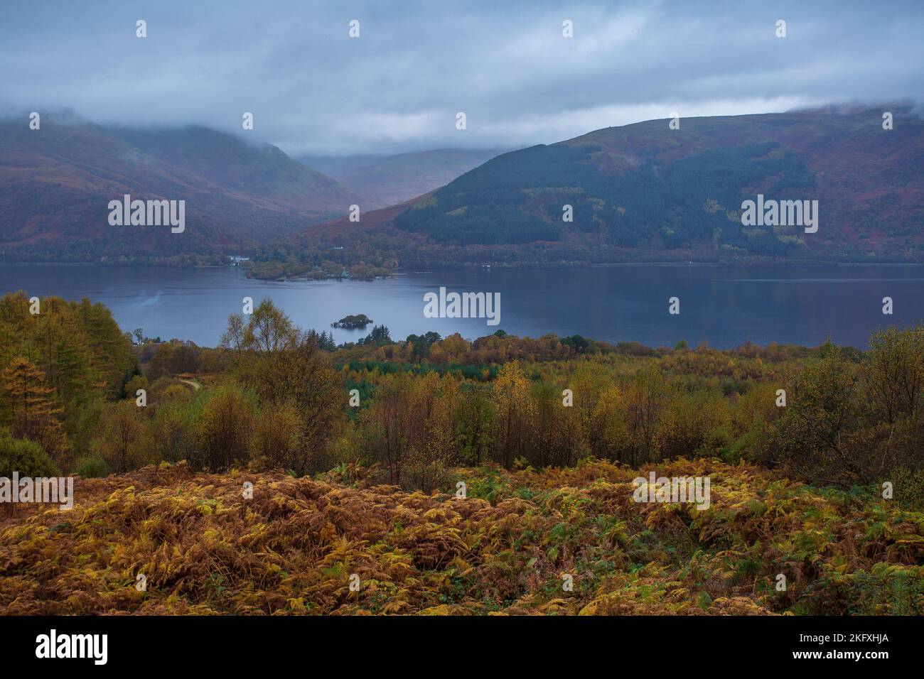Ben Lomond guardando attraverso Loch Lomond, Scozia Foto Stock