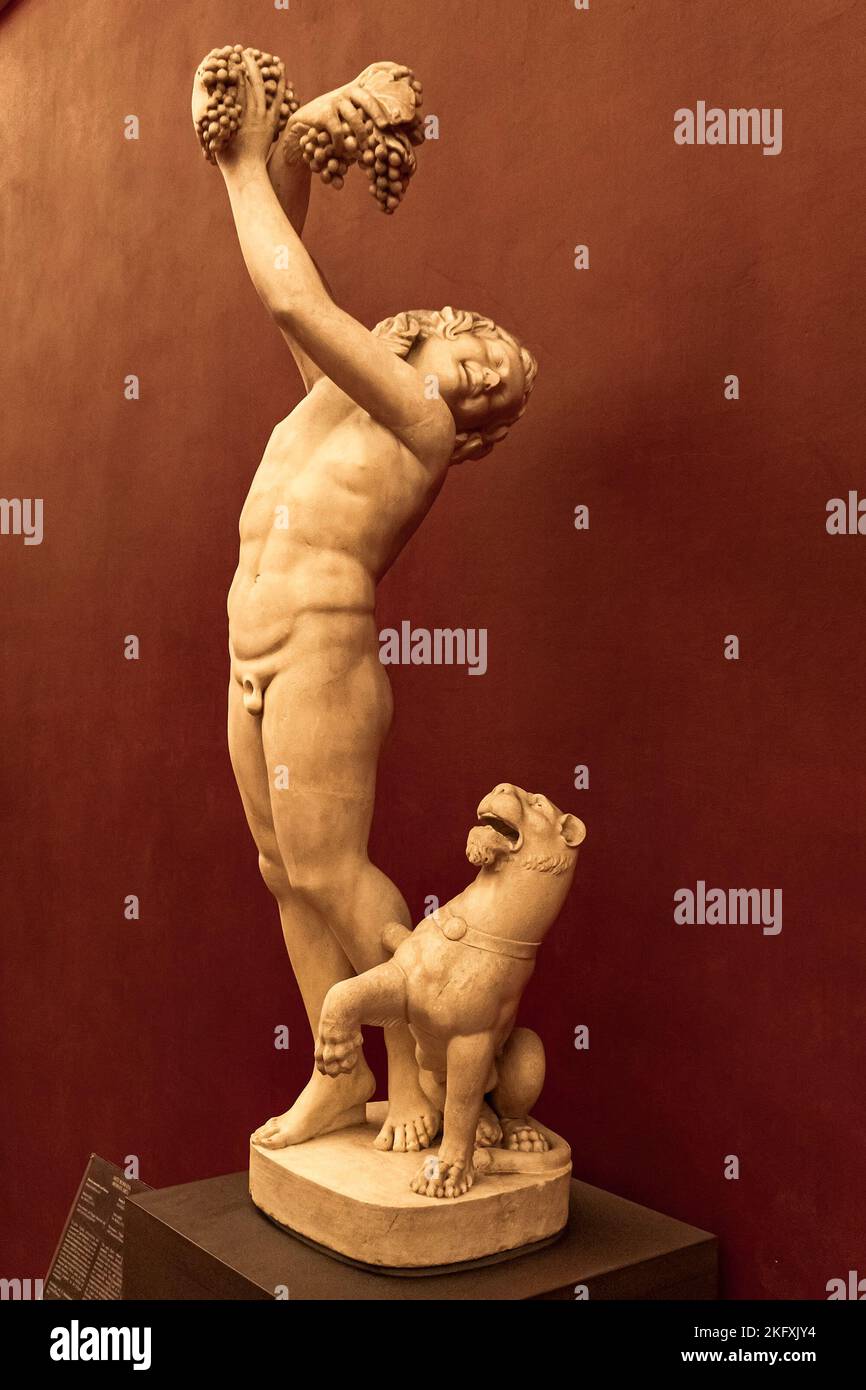 FIRENZE, 7 APRILE 2018: Scultura di Dioniso dalla Galleria degli Uffizi di Firenze. E' uno dei musei più visitati d'Italia, con più t Foto Stock