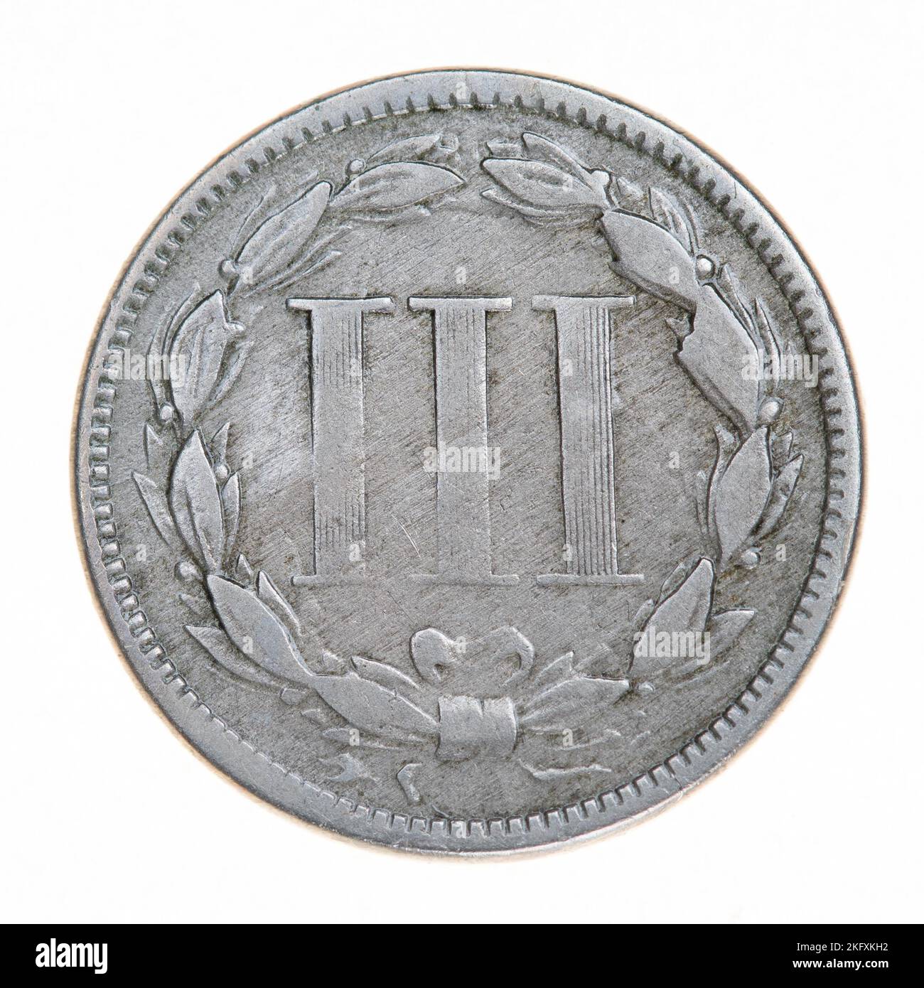 1866 Stati Uniti tre centesimi Coin Foto Stock