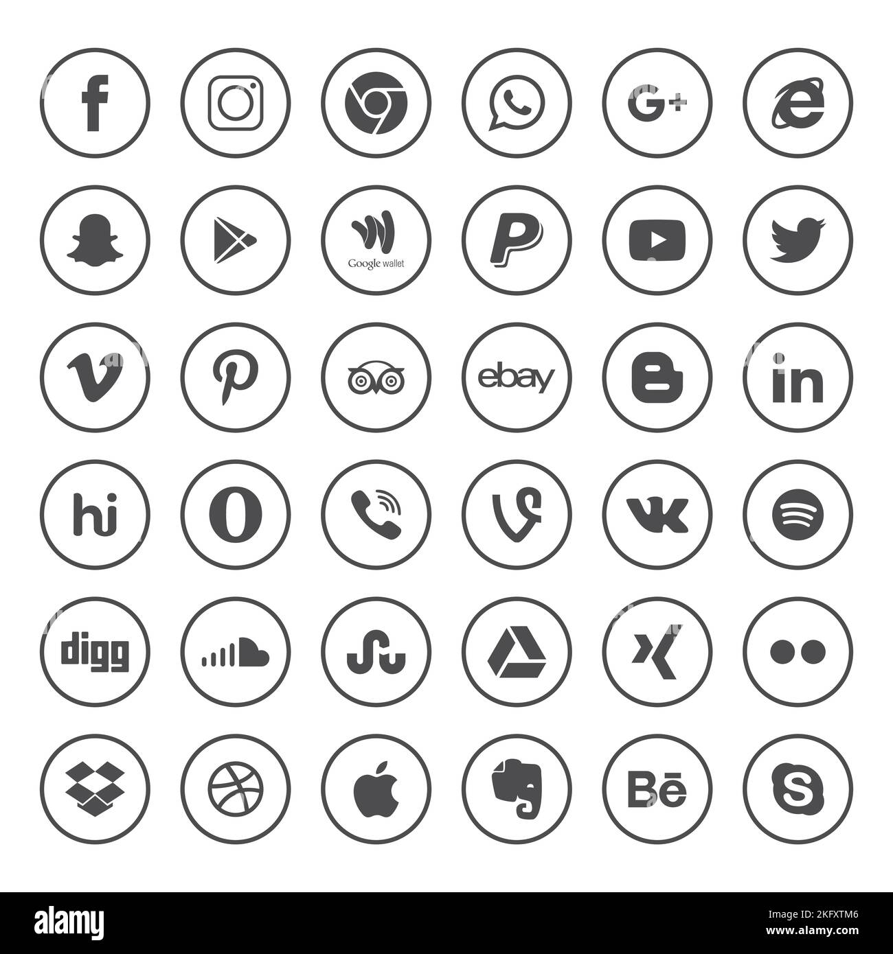 Un set di icone di disegno vettoriale per i social media Illustrazione Vettoriale