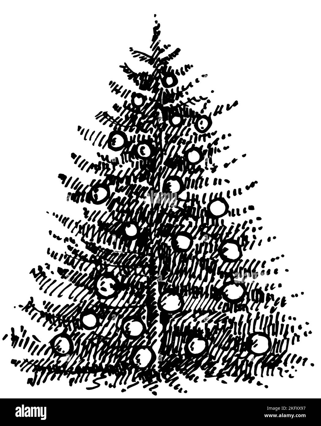 Icona dell'albero di Natale disegnata a mano libera Illustrazione Vettoriale