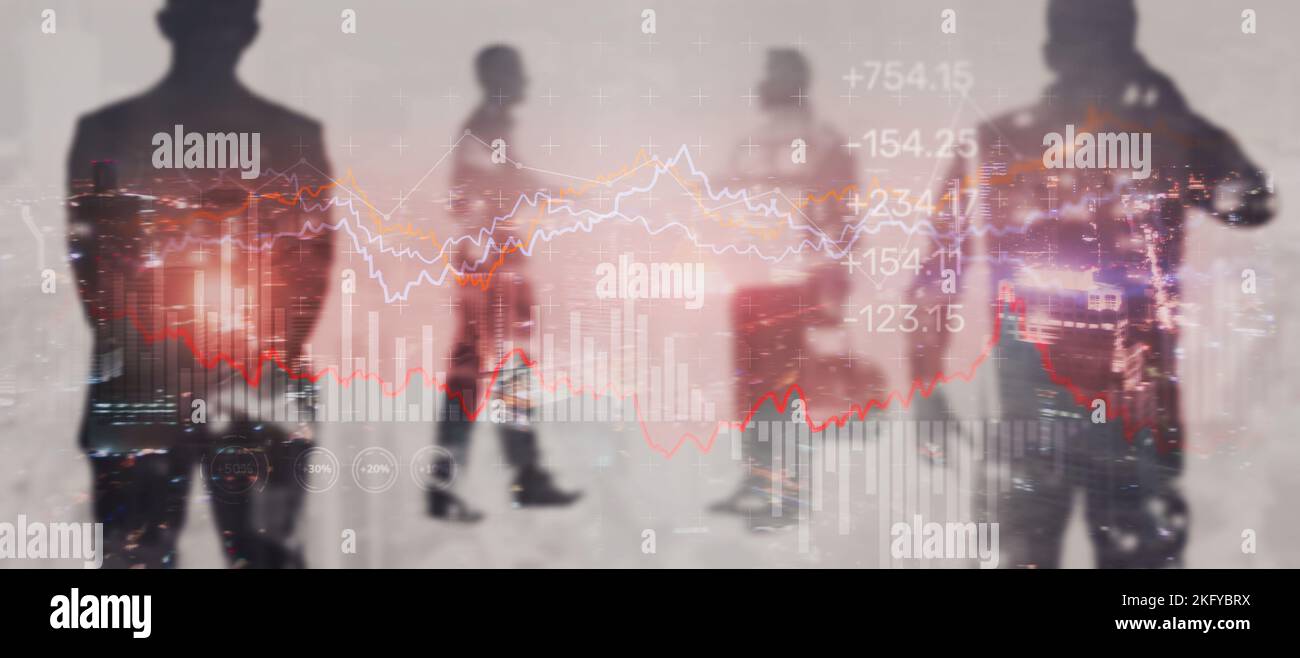 Dati che analizzano nel commercio di mercato di forex. Mercato di borsa sfondo come concetto Foto Stock