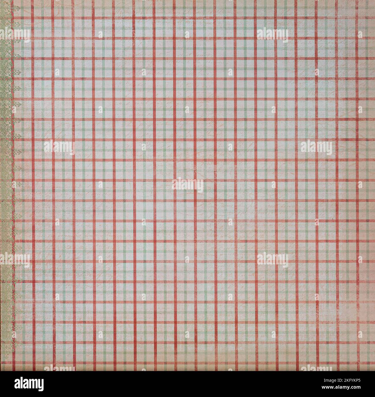 Linee rosse e verdi che compongono l'illustrazione di fondo dei lotti dei quadrati Foto Stock
