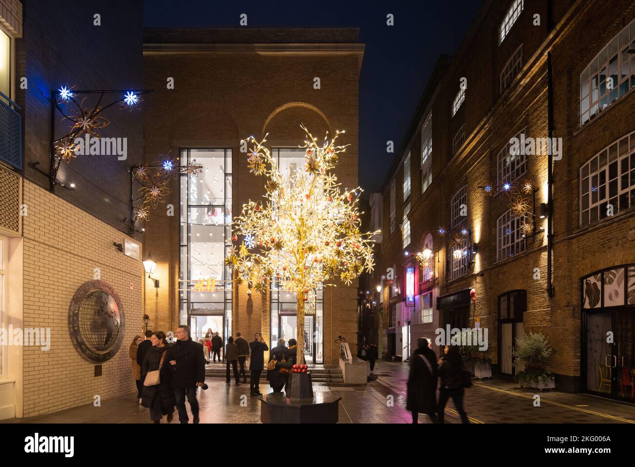 Covent Garden luci di Natale, Londra Foto Stock