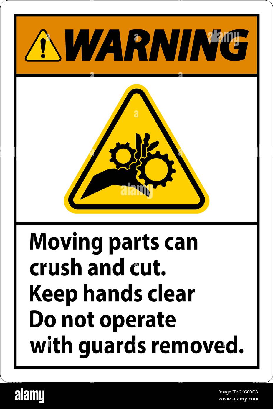 Avvertenza le parti in movimento possono schiacciare e tagliare il cartello con etichette Illustrazione Vettoriale