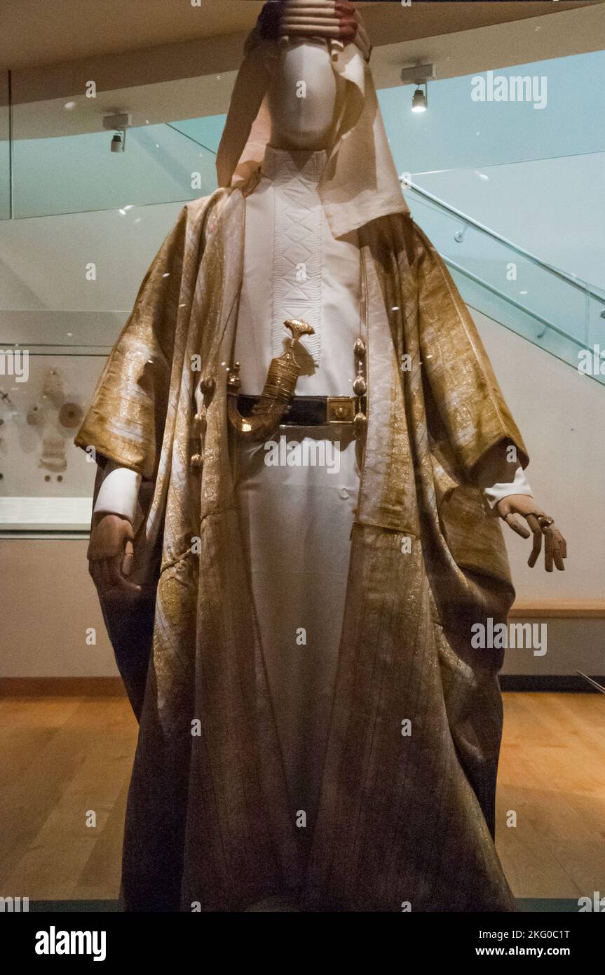 Costume arabo indossato da T.E. Lawrence (Lawrence of Arabia), Ashmolean Museum, Oxford University, Inghilterra Foto Stock