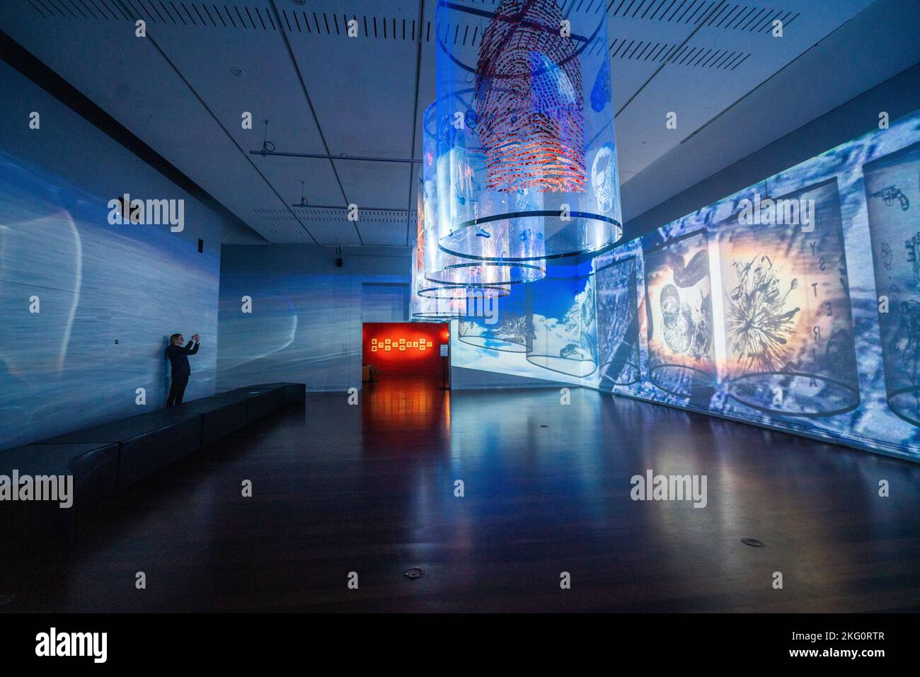 Adelaide, Australia. 21 novembre 2022. Una mostra alla galleria d’arte dell’Australia Meridionale di Nalini Malani (b Karachi 1946) che trae spunto dalla storia, dalla cultura e dalla sua esperienza diretta come rifugiato della partizione dell’India e dal retaggio del colonialismo e della de-colonizzazione, l’opera di Malani esplora la violenza, la E la politica dell'identityCredit: amer Ghazzal/Alamy Live News Foto Stock