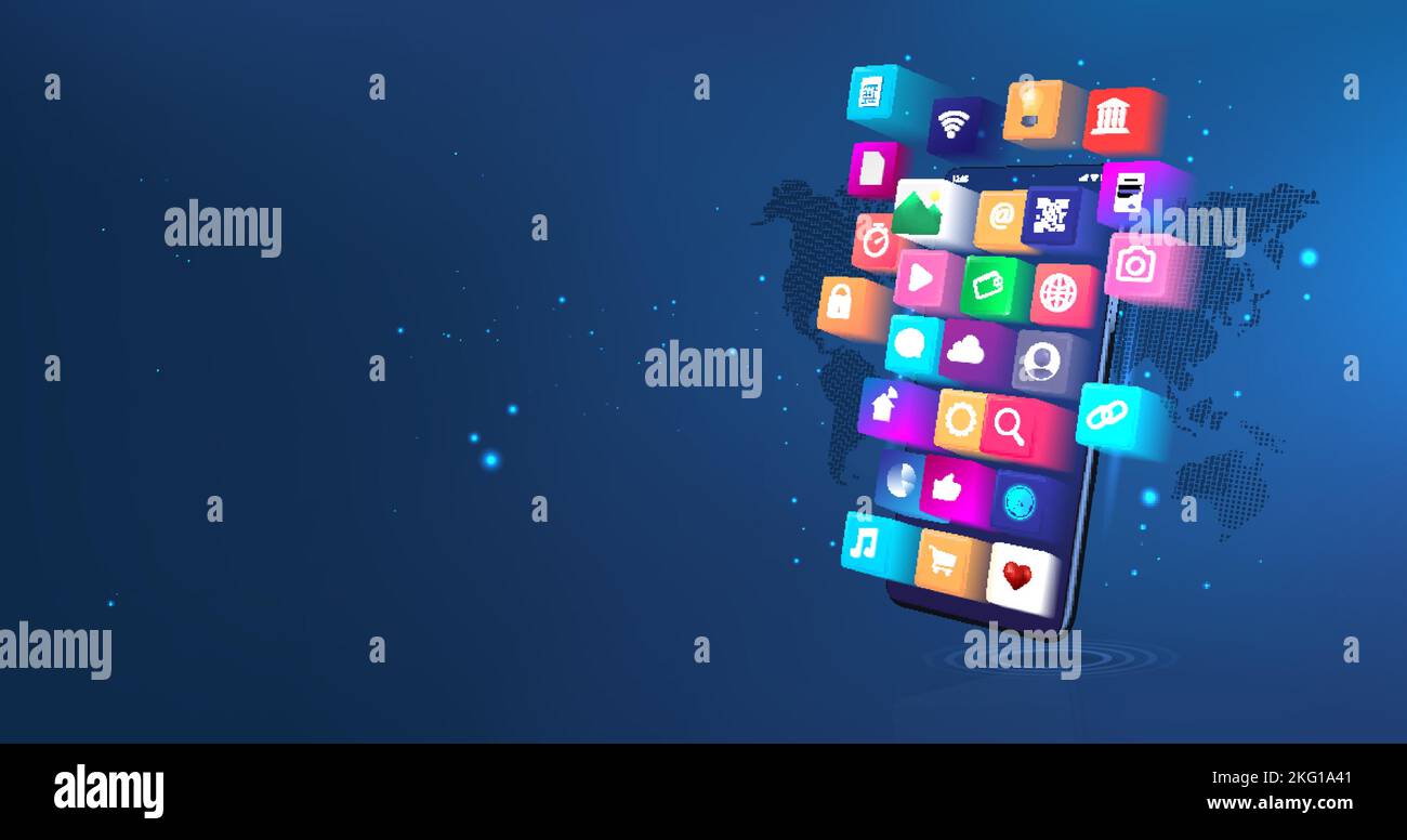 Interfaccia utente e altre applicazioni sul telefono cellulare Illustrazione Vettoriale