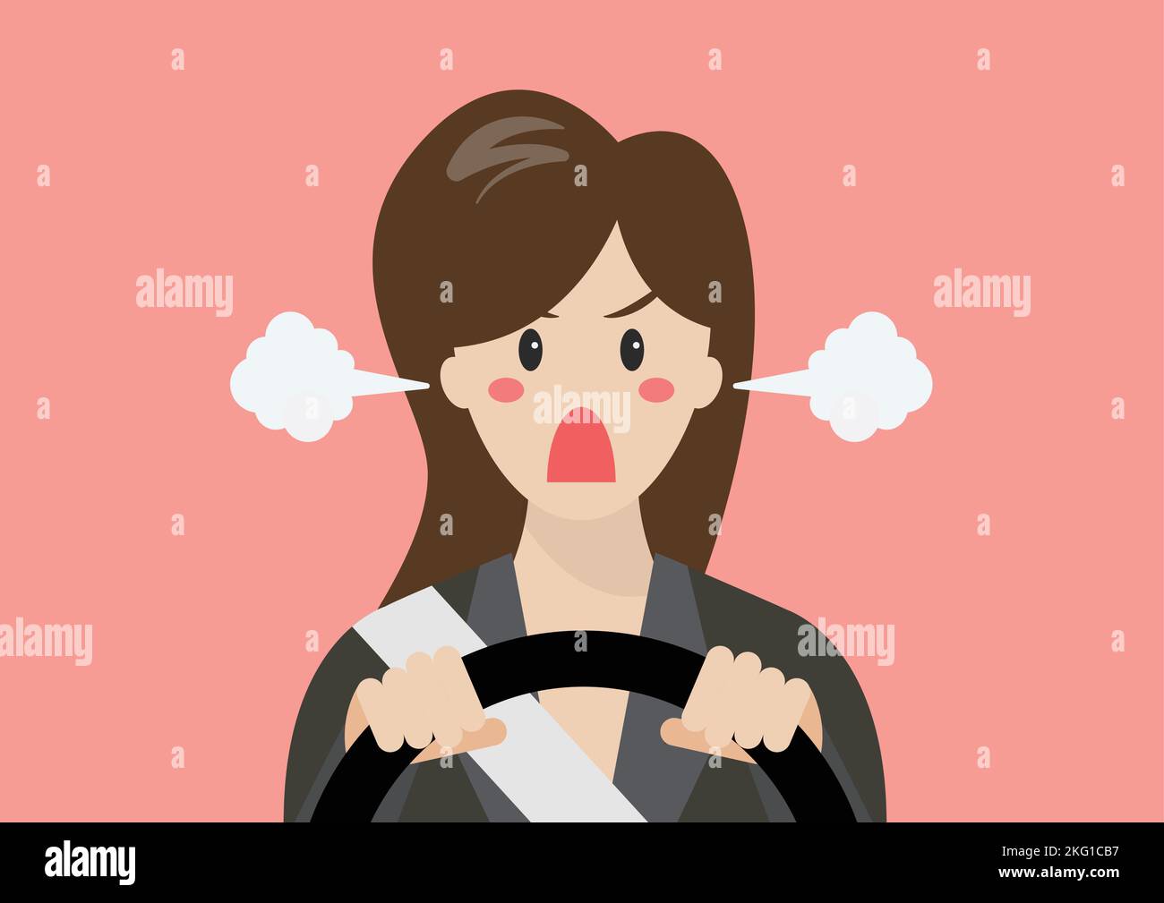 Furious donna di affari che guida un automobile. Illustrazione vettoriale Illustrazione Vettoriale