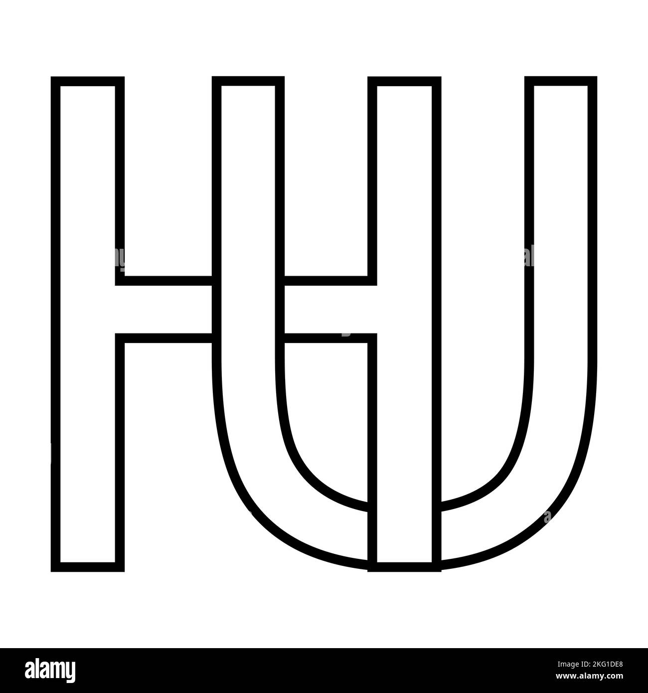 Logo segno hu uh icona, nft interlacciato lettere u h Illustrazione Vettoriale
