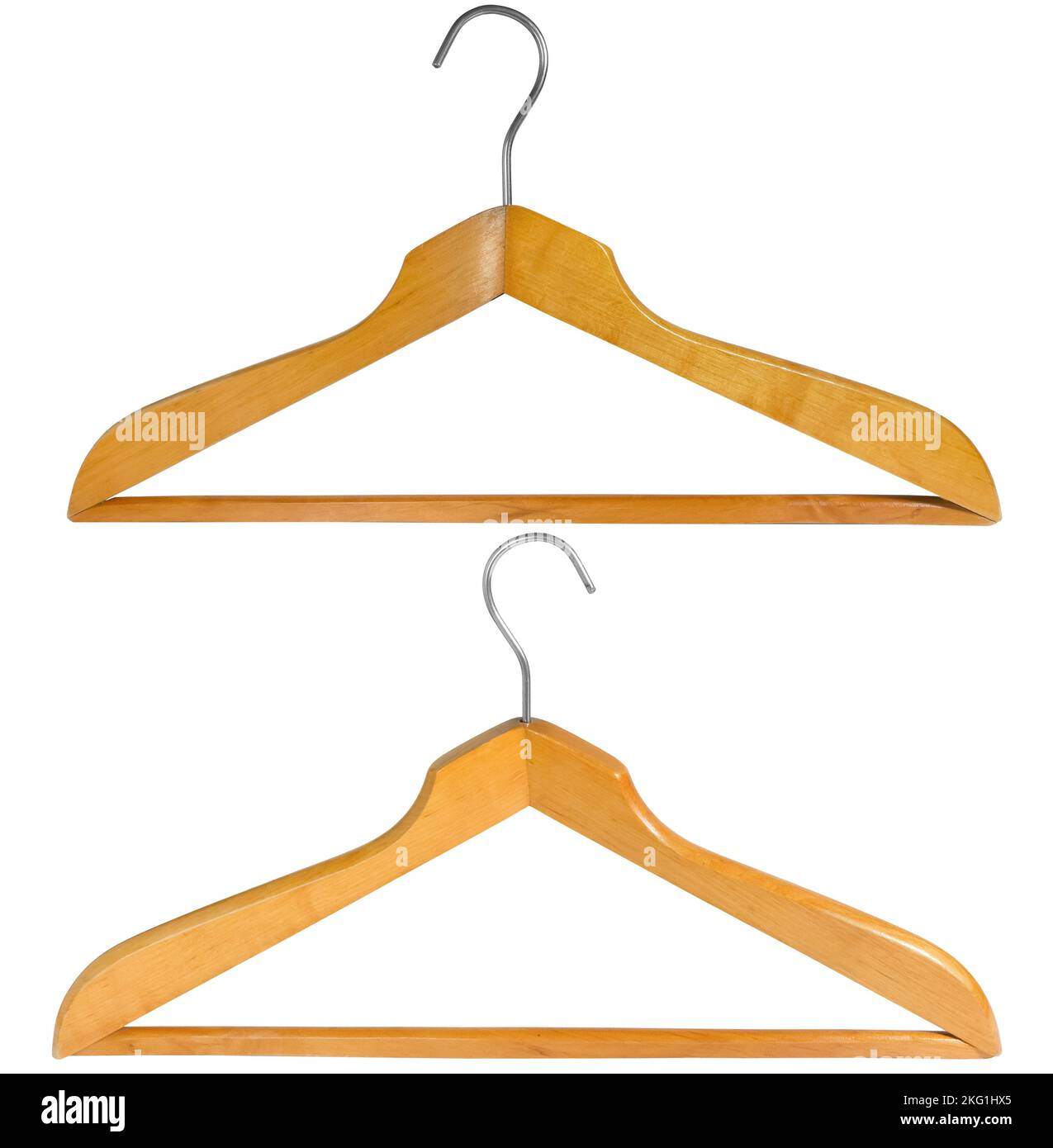 appendiabiti in legno isolato su sfondo bianco Foto Stock