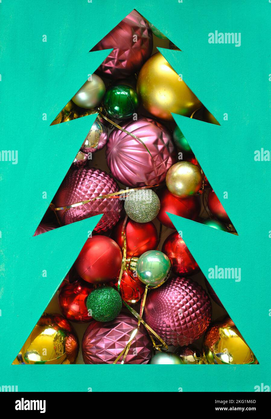 Albero di Natale e palle di natale, decorazione, buon natale Foto Stock