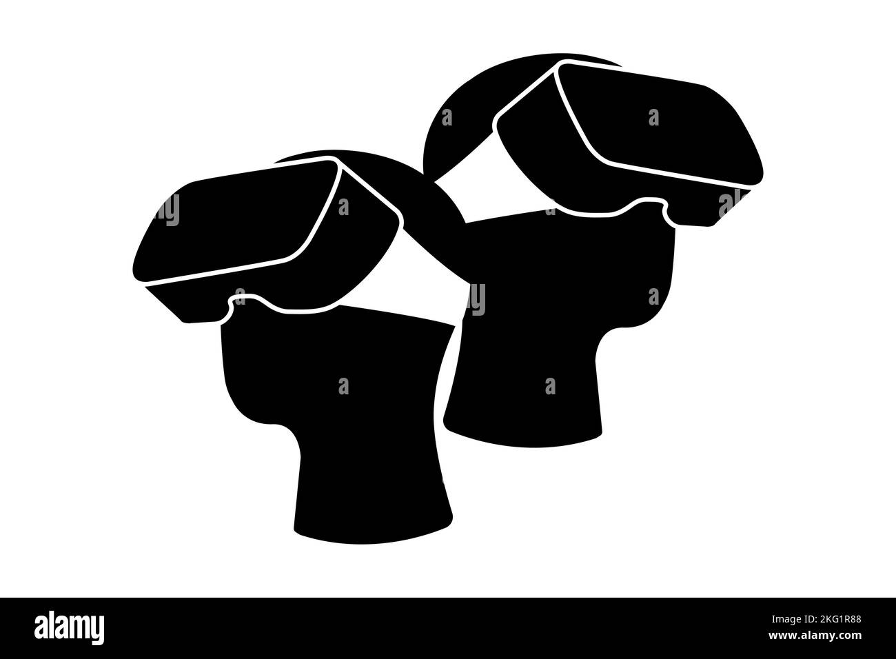 Icona di due teste umane con cuffie per realtà virtuale. Illustrazione del vettore piatto Illustrazione Vettoriale