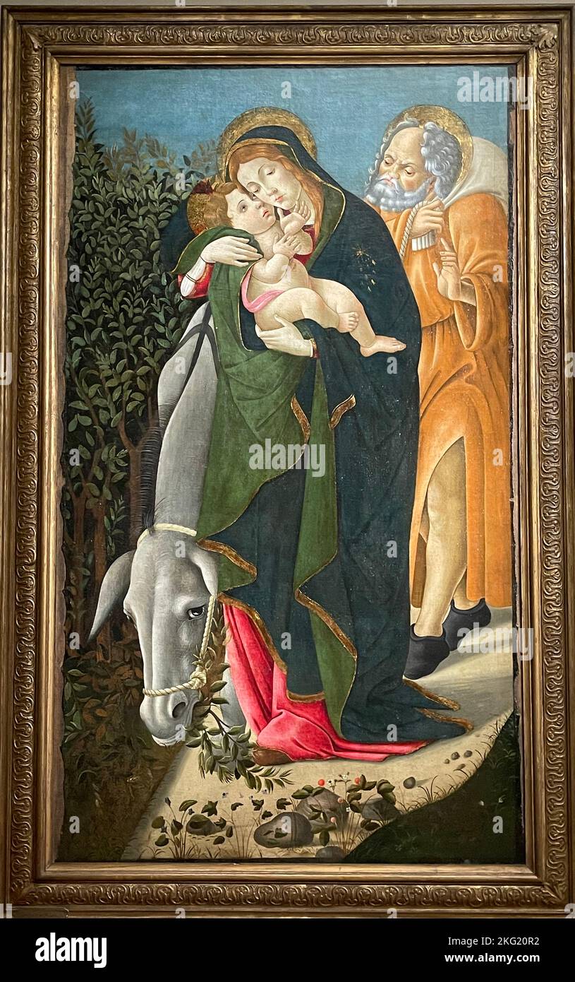 Atelier d'Alessandro Filipepi dit BoticelliLa fuite en Egypte vers 1505-1510 tempera et huile sur toile Foto Stock