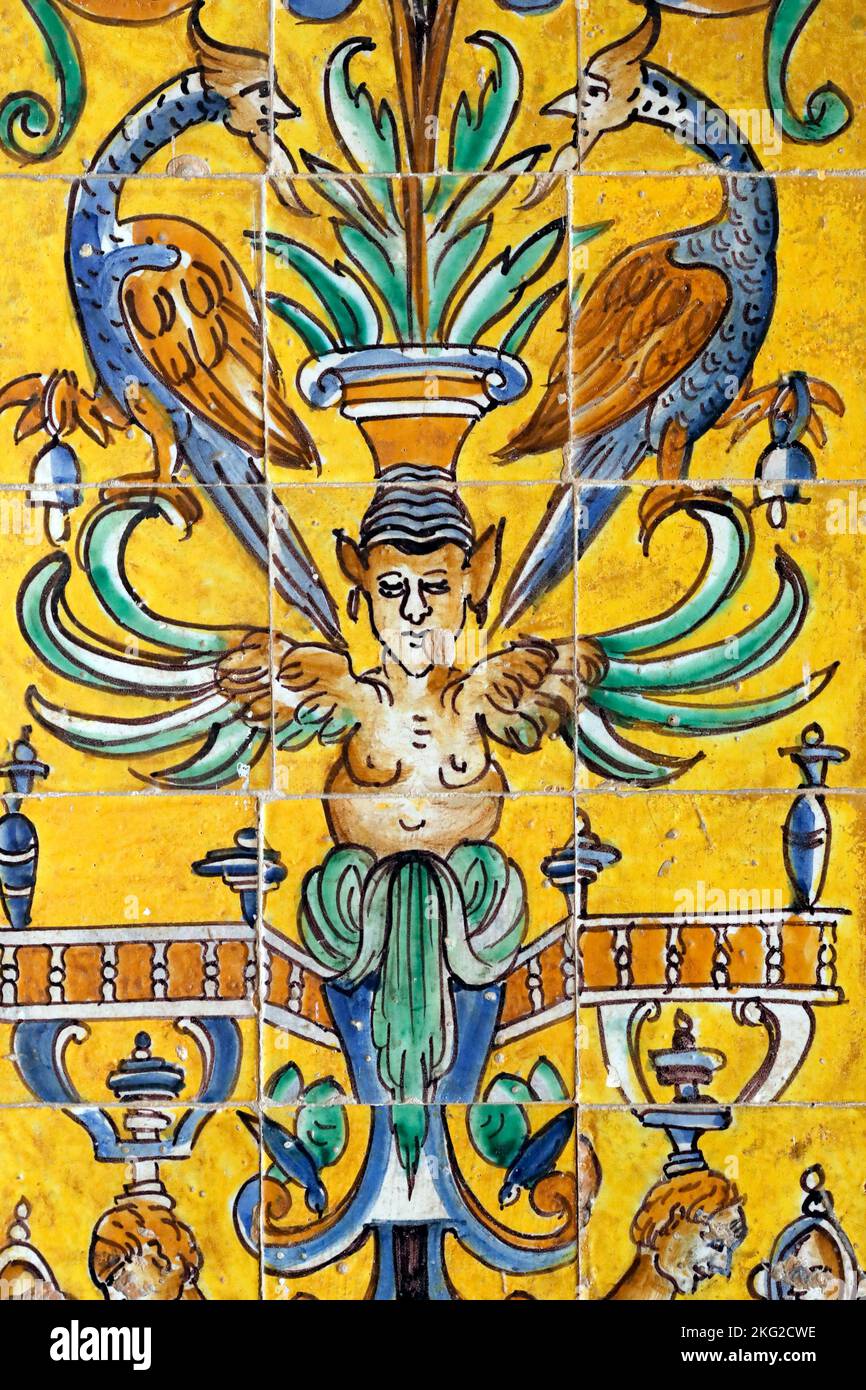 Gli Alcazar reali di Siviglia. Decorazione. Piastrelle in ceramica. Spagna. Foto Stock