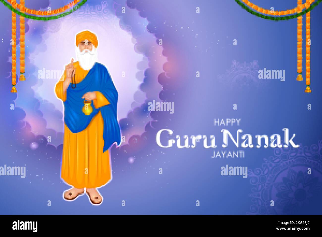 Illustrazione di felice Gurpurab, Guru Nanak Jayanti festival di Sikh celebrazione sfondo Illustrazione Vettoriale