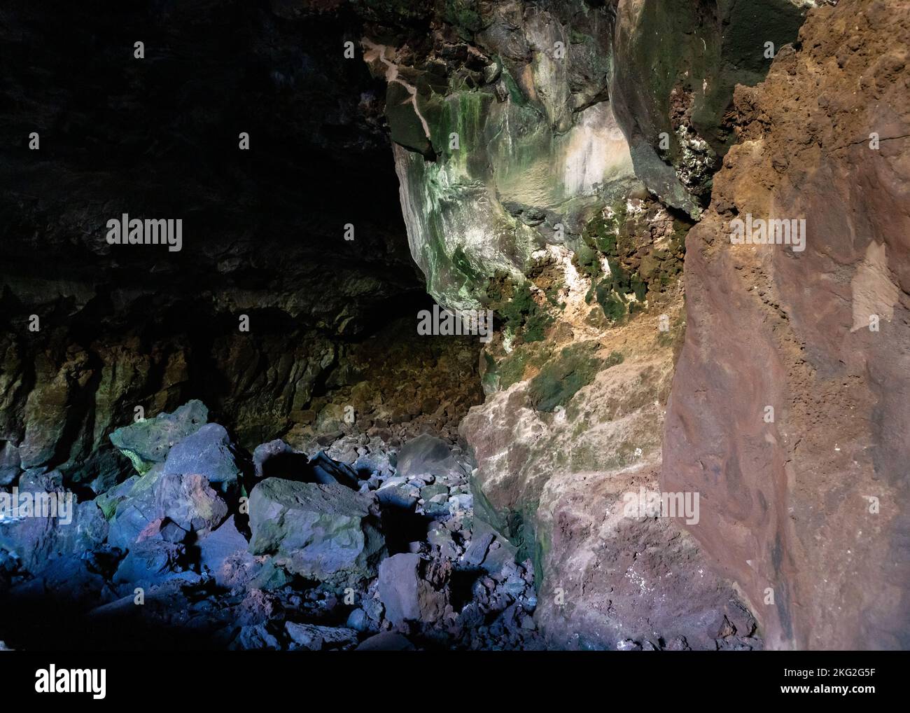 Vista all'interno di Cueva de los Verdes Foto Stock